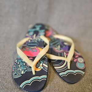 Havianas Colorful Printed Flip Flop Sandals with Cream Straps